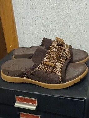 ​COFACE Men's Orthopedic Sport Recovery Slide Sandals Brown Size 9